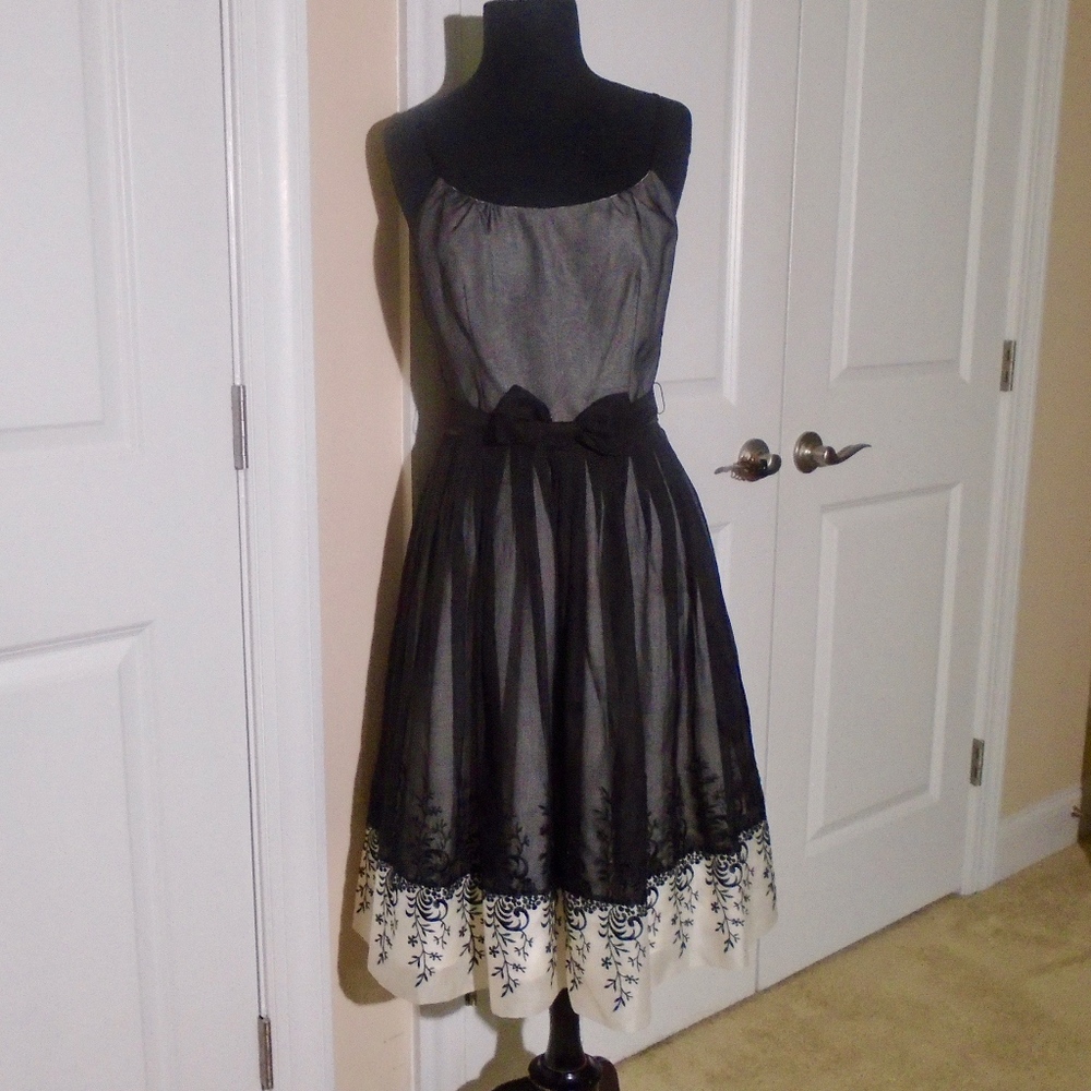ADRIANNA Embroidered Silk Organza Dress~Fits Sz 2